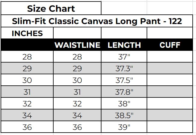 Slim-Fit Classic Canvas Long Pant - 122