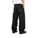 HIGH CULTURED Brand Mark Silver Arashi Raw Denim Baggy Long Jeans - 96
