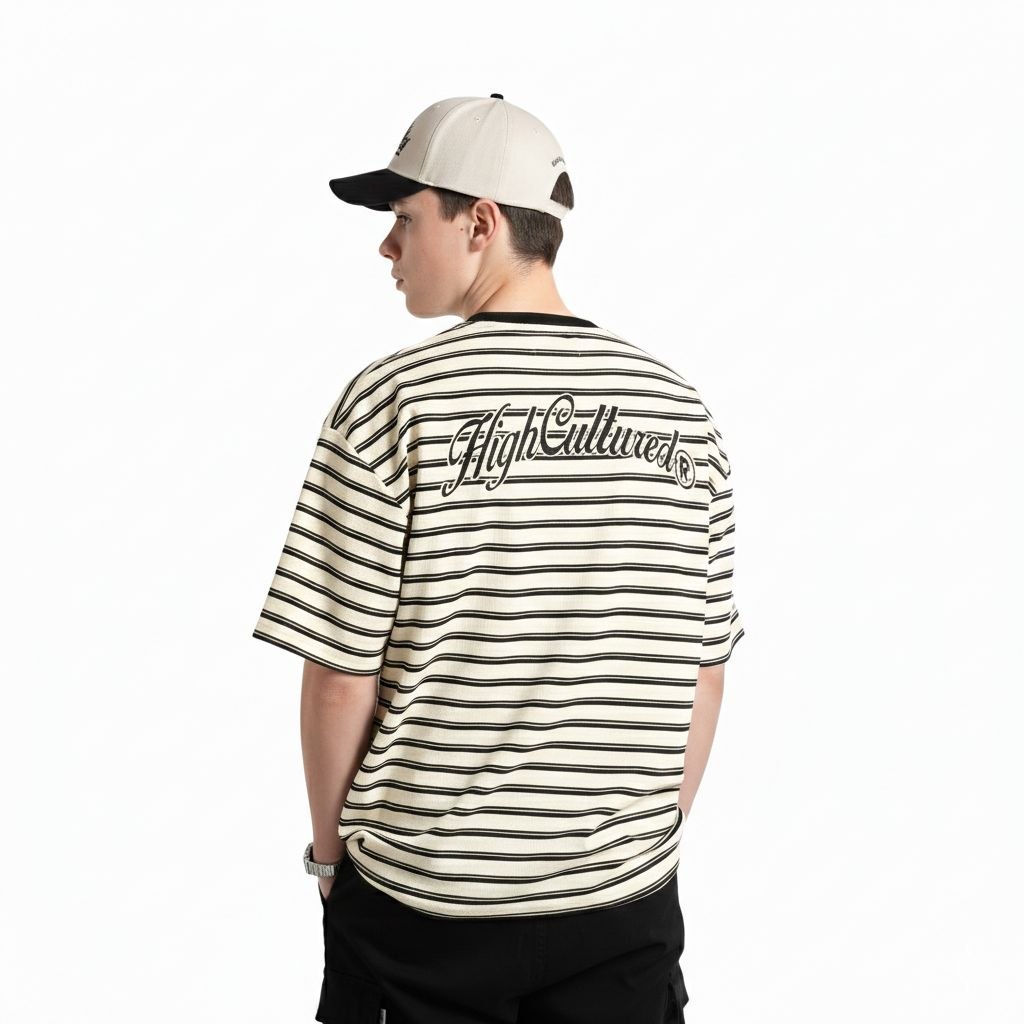 HIGH CULTURED Classic Waffle Stripes Tee - 1168