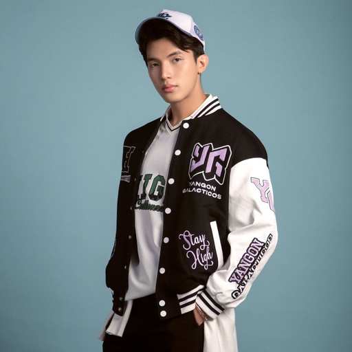 HIGH CULTURED x YG "RISE" Varsity Jacket - 531 ( Black )